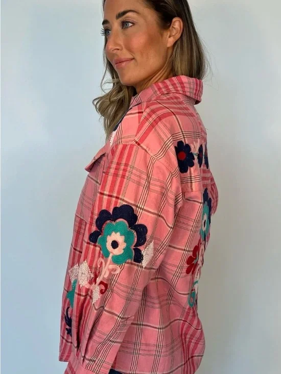 Free People We The Free Embroidered Sashiko Shirt Size XL - Picture 3 of 7